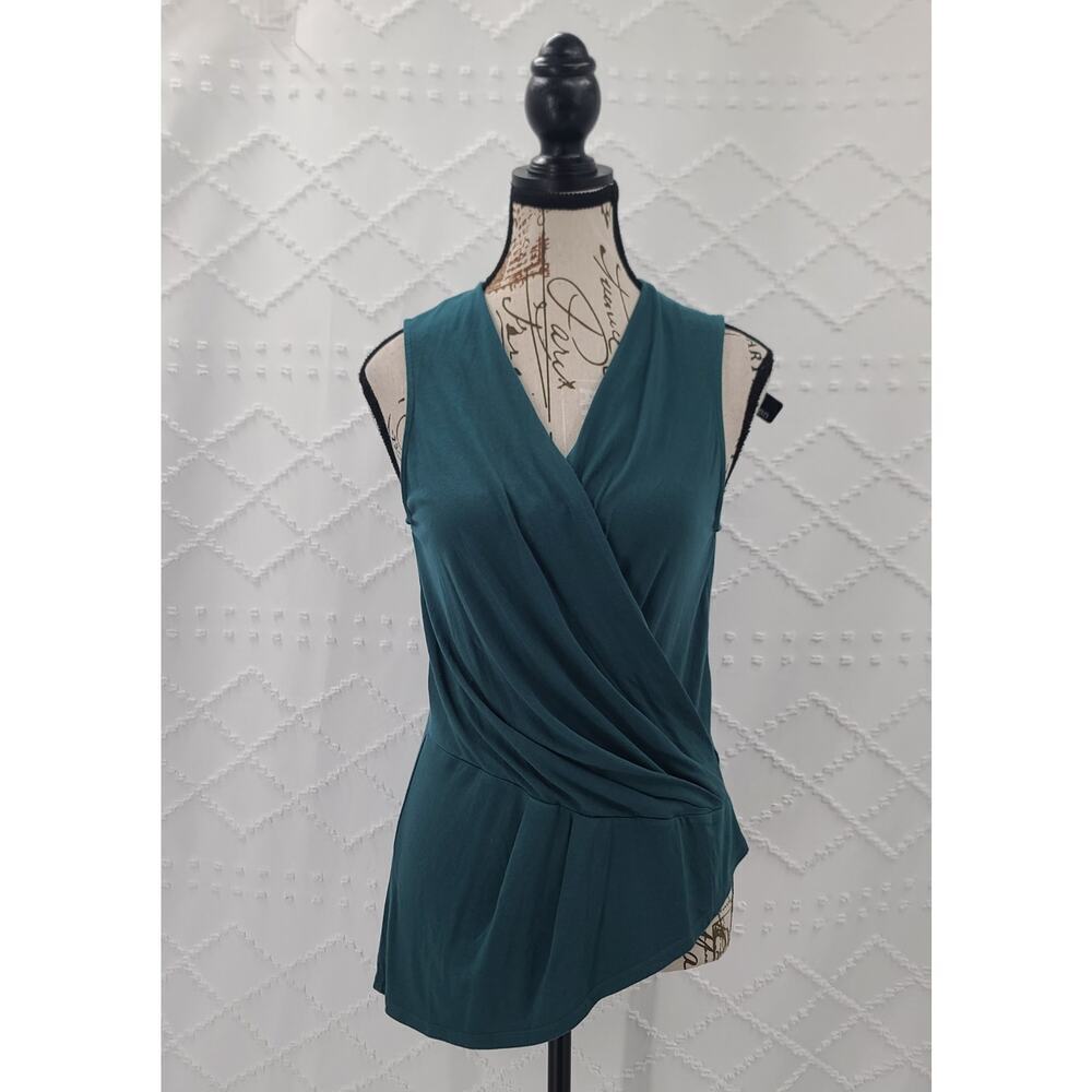 Krisa sleeveless wrap asymmetrical blouse women's green Size Small office party